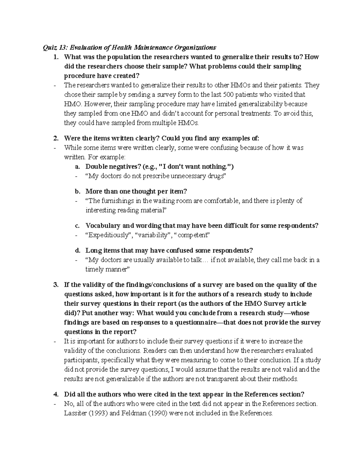 HOD2500 Quiz 13 HMOs Reading quiz Evaluation of Health Maintenance