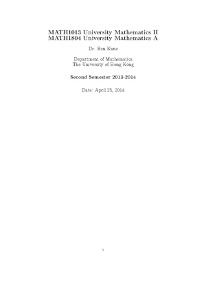 Formula sheet - math - Math1013 - Antiderivatives and Integration ...