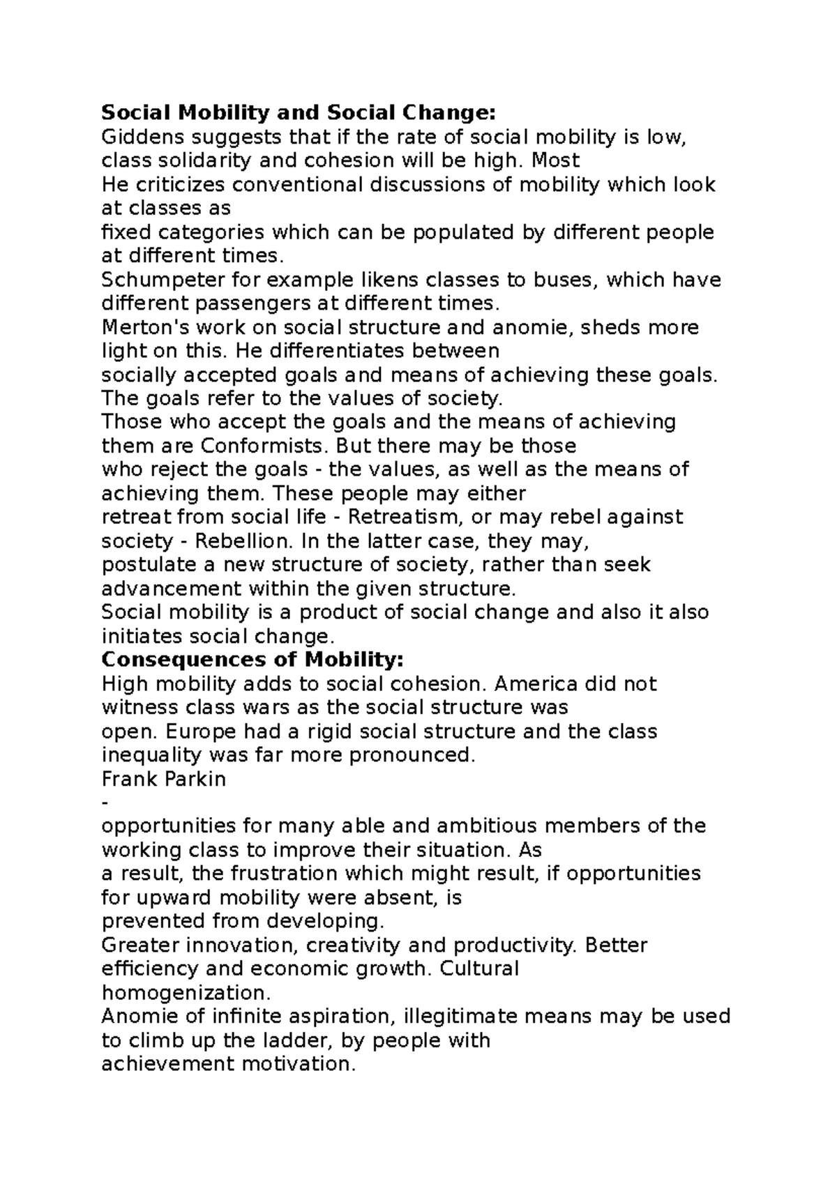 Social Mobility and Social Change Social Mobility and Social Change