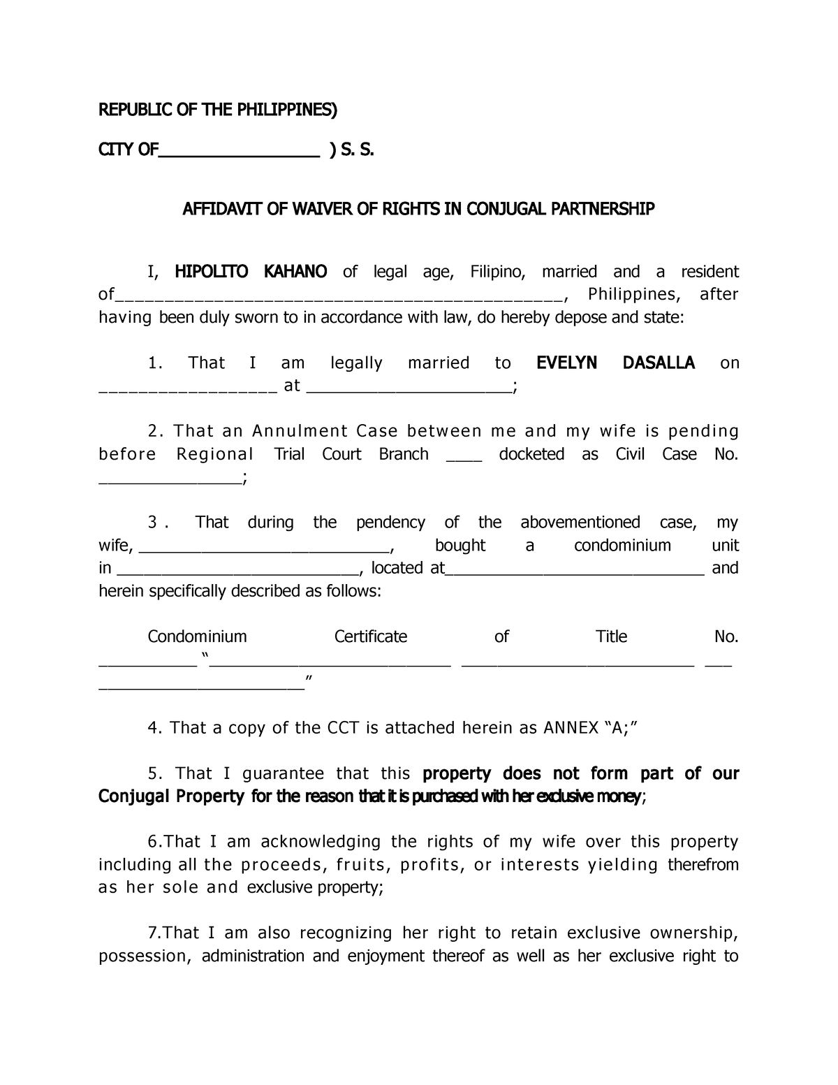 waiver-conjugal-properties-republic-of-the-philippines-city-of