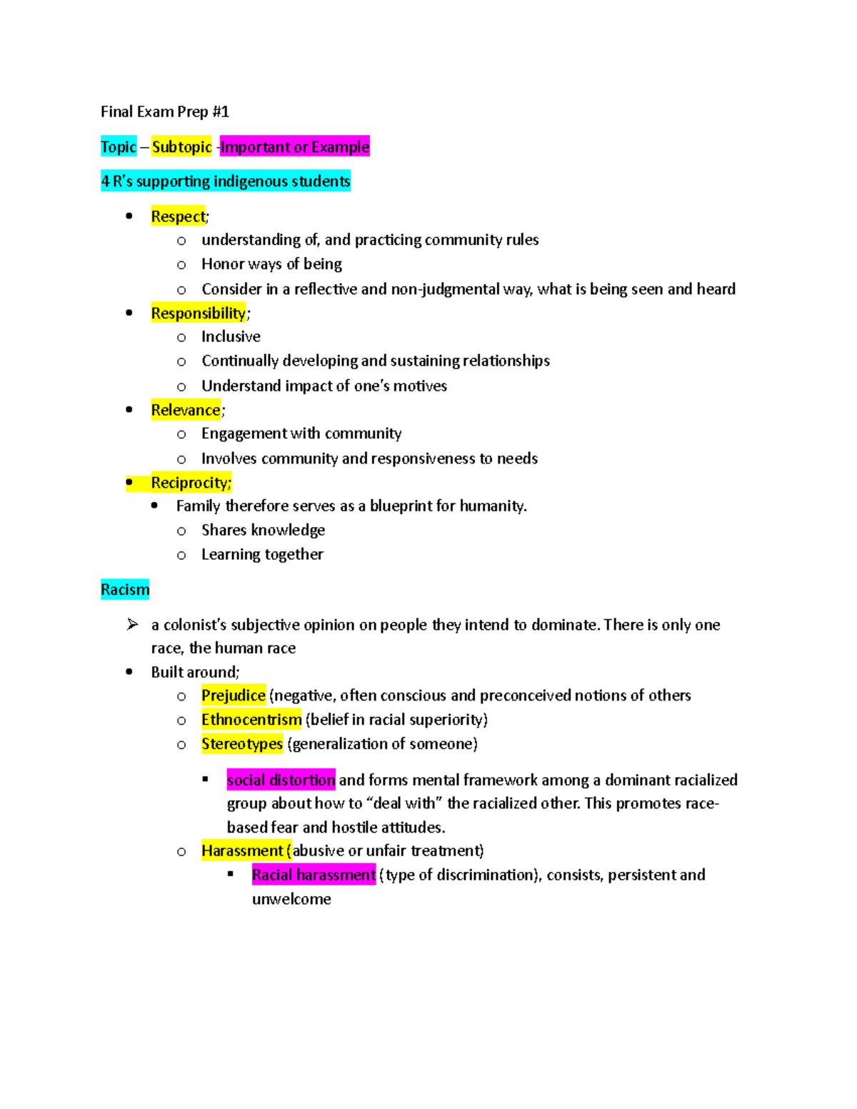 INHS 100 1 - INHS100 Lecture 1 Notes - Final Exam Prep # Topic ...