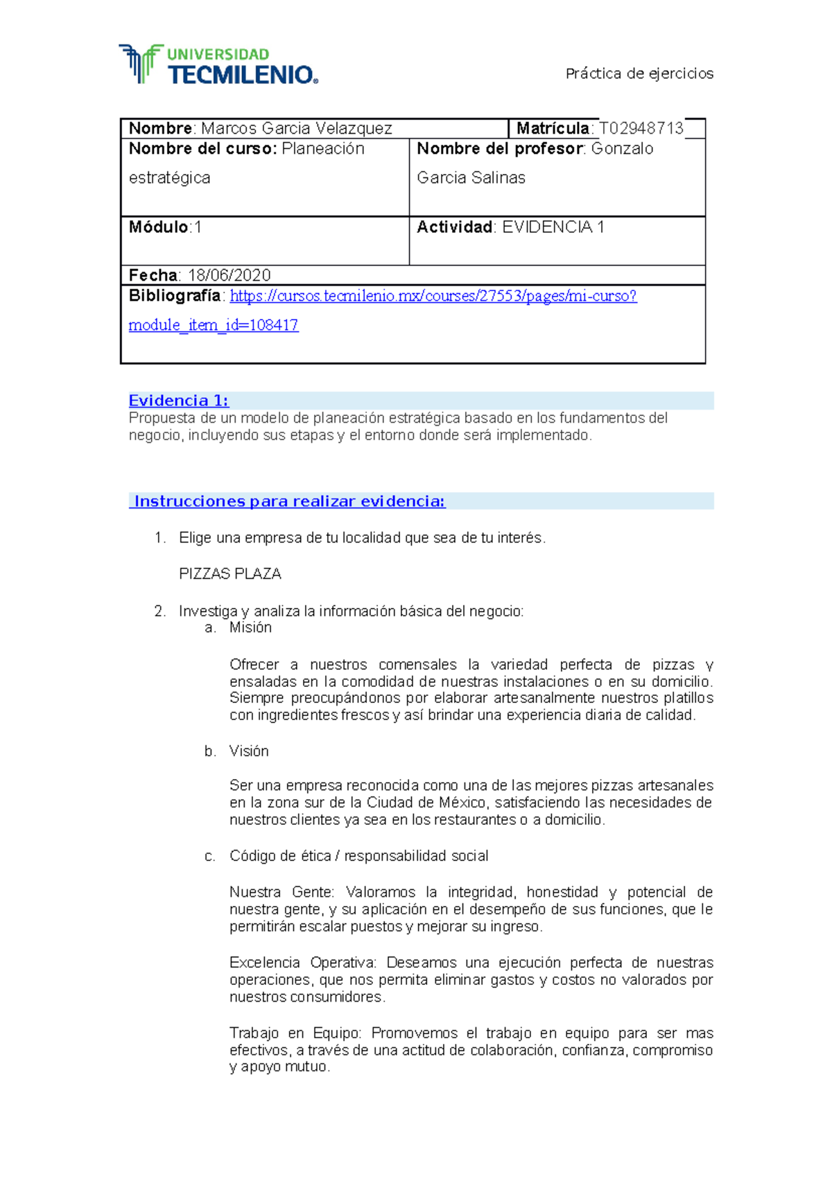 Evidencia 1 planeacion - Nombre : Marcos Garcia Velazquez Matrícula : T ...