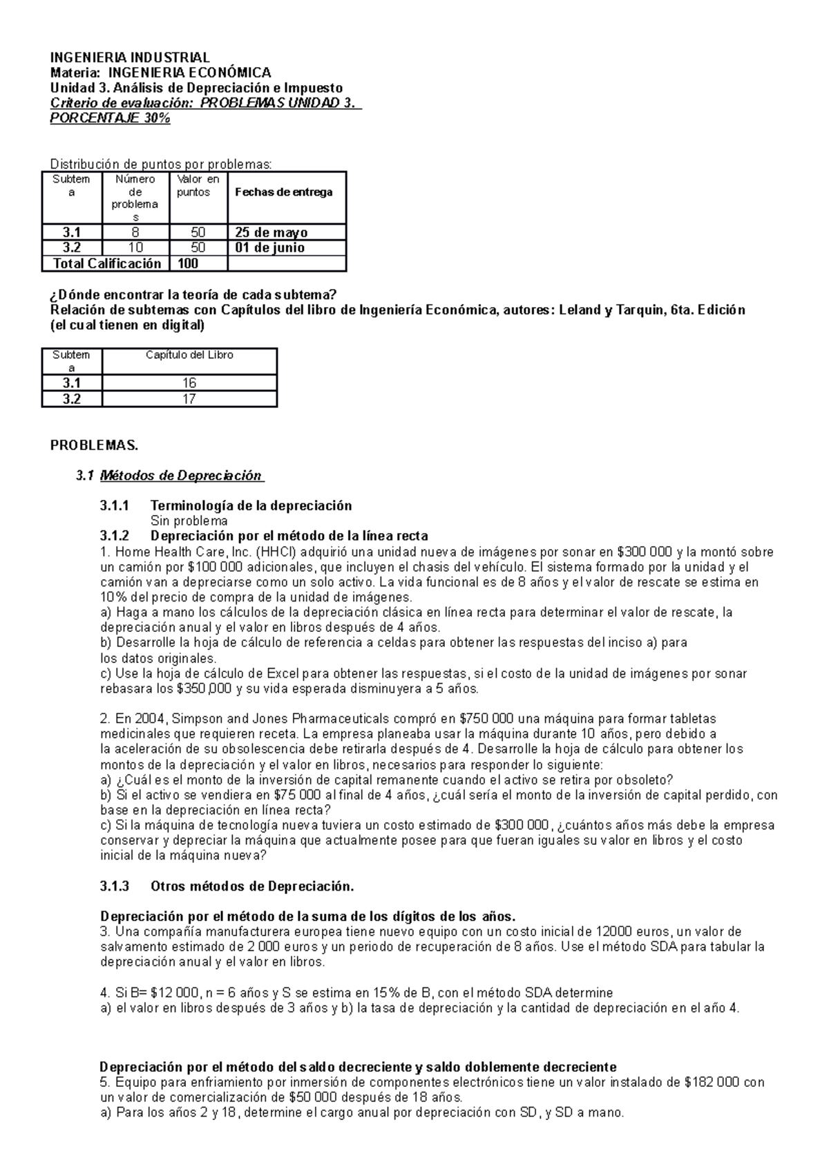Problemas 3 Ejercicios De Practica INGENIERIA INDUSTRIAL Materia