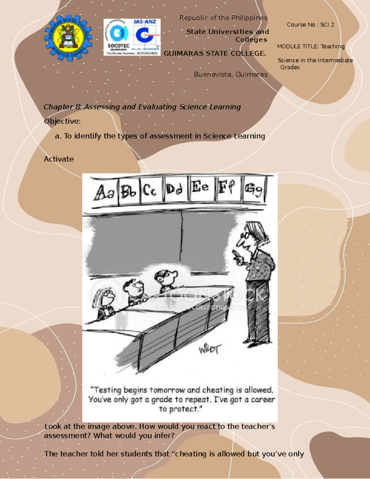 Chapter-8 BEED 2A - STUDY HARD - Republic of the Philippines Course No ...