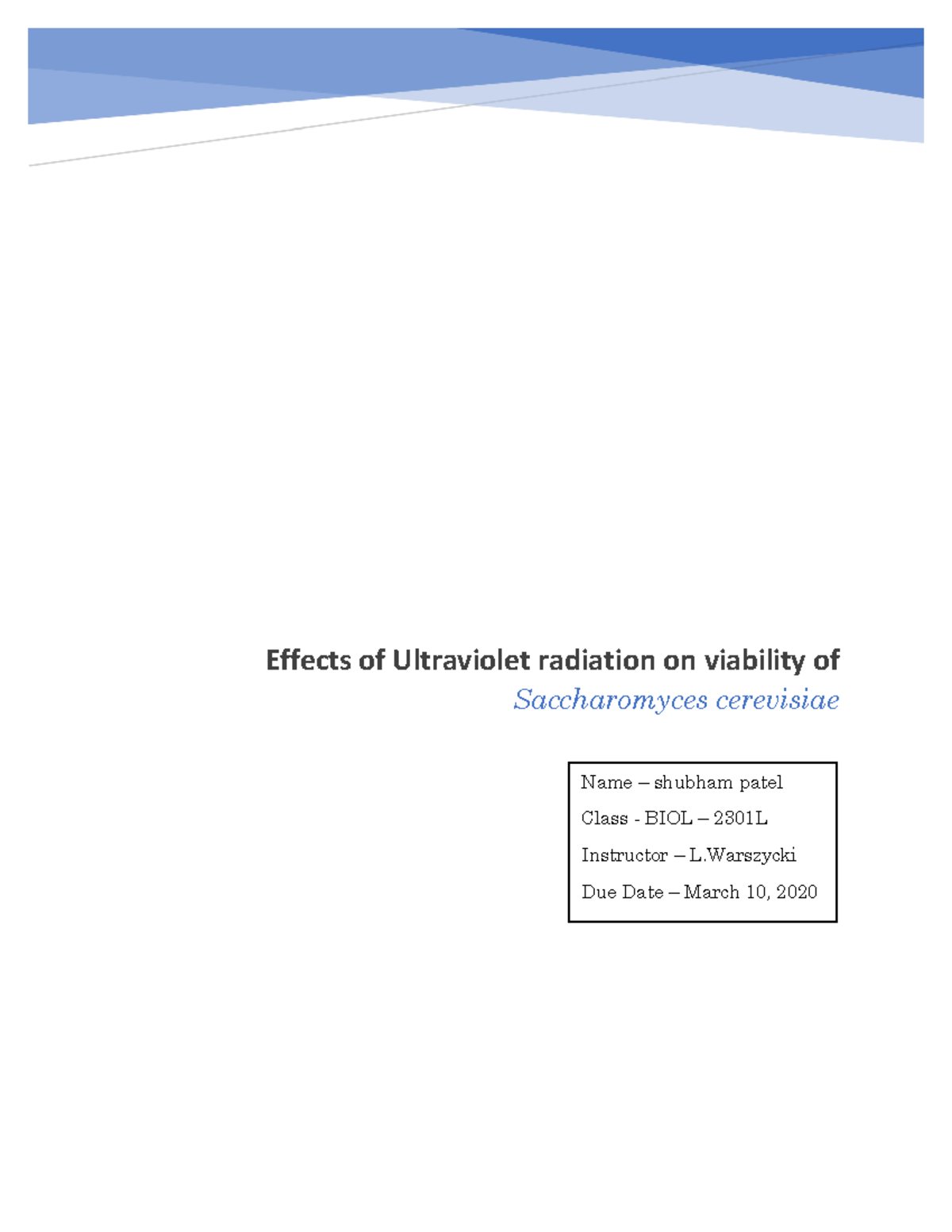 Lab report Yeast Warning TT undefined function 32 Effects