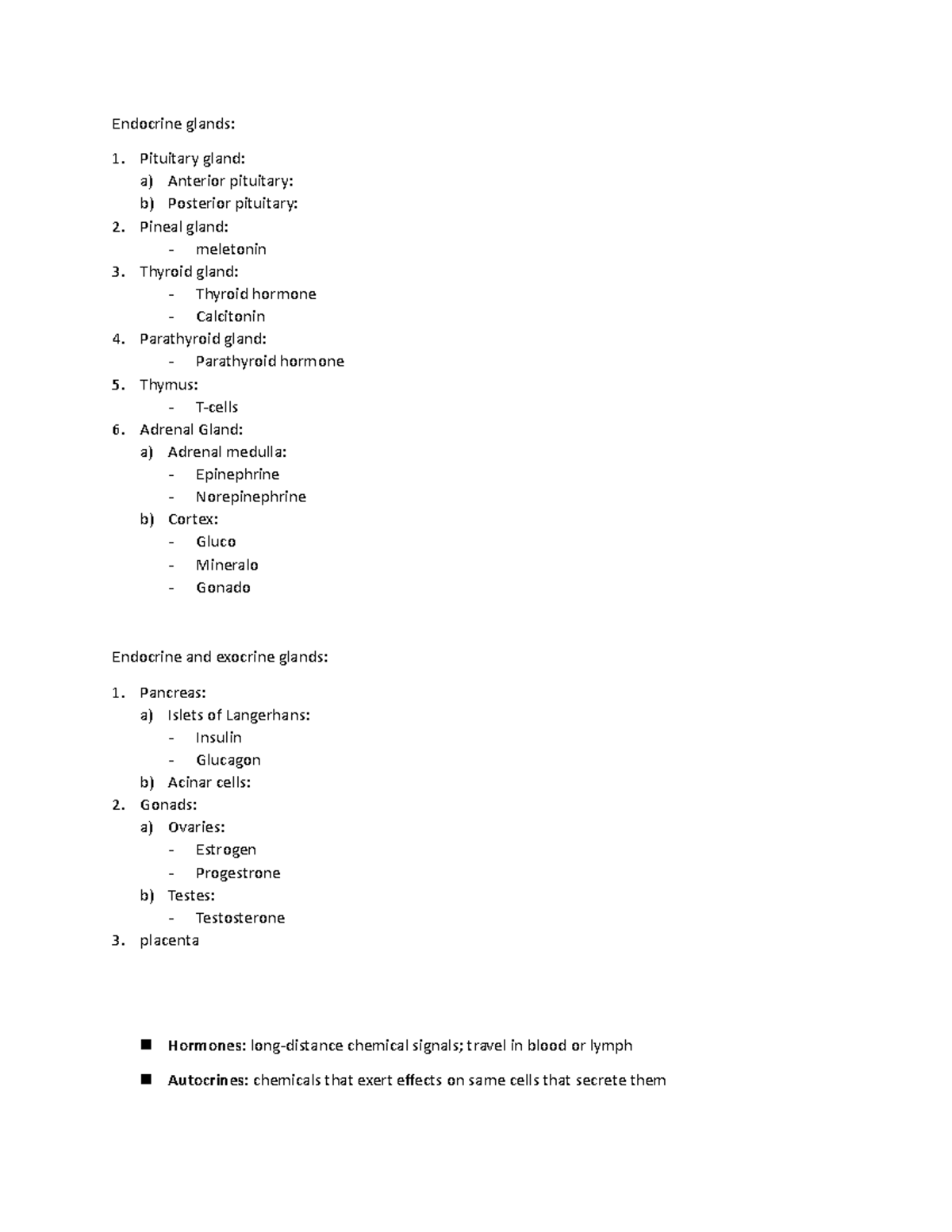 Endocrine glands - Pituitary gland: a) Anterior pituitary: b) Posterior ...