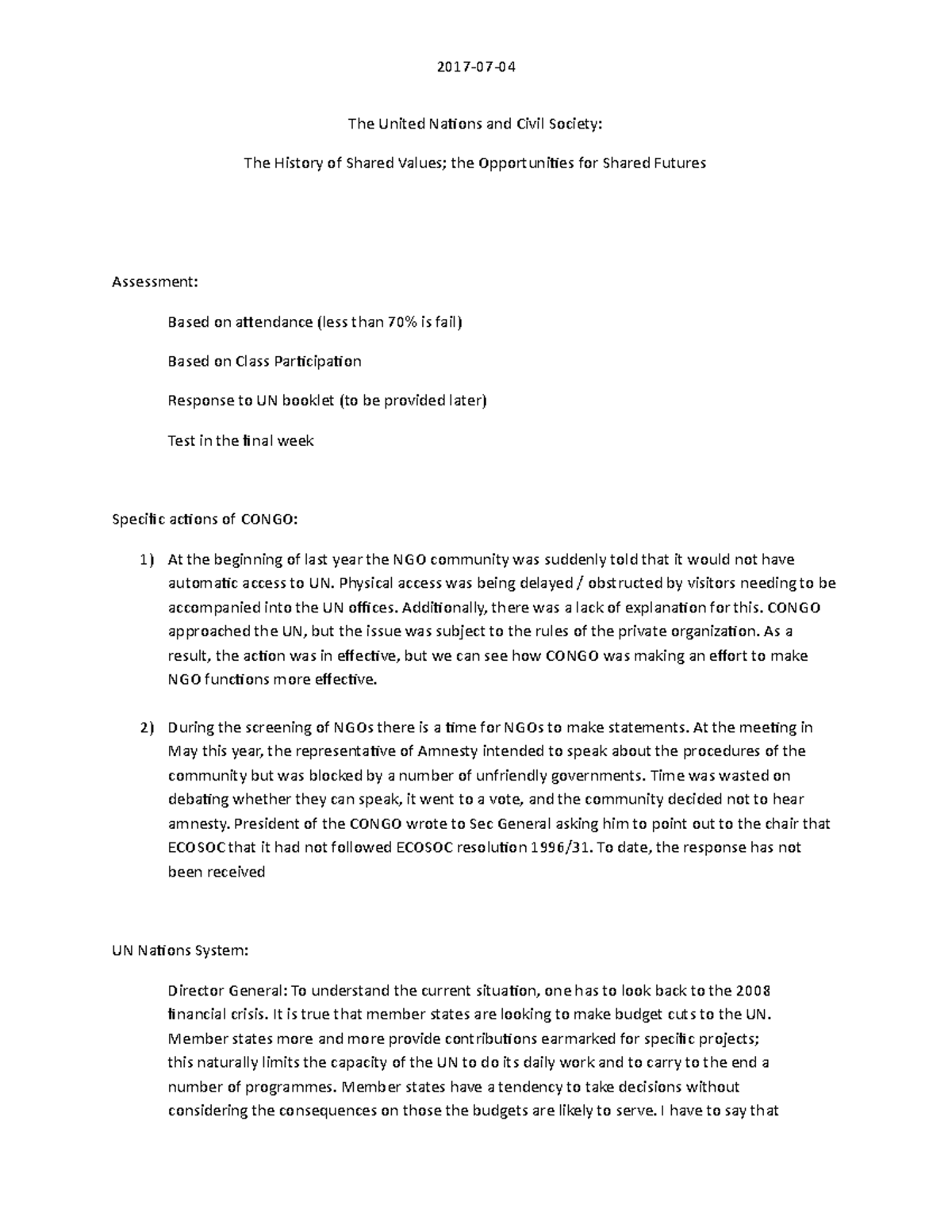 The United Nations and Civil Society 2 - 2017-07-04 The United Nations ...