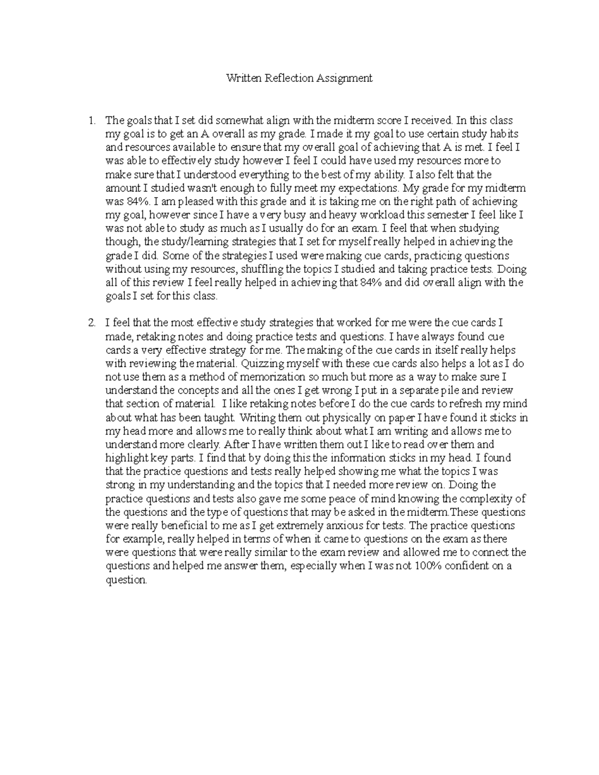 Written Reflection Assignment-Bio - Written Reflection Assignment The ...