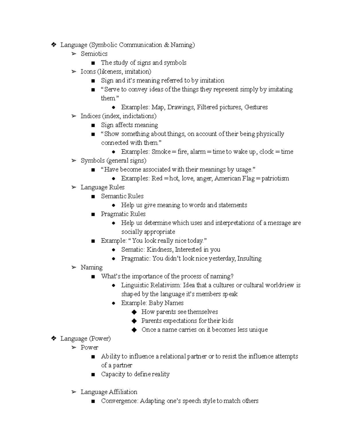 Interpersonal Communications Exam 2 - Language (Symbolic Communication ...
