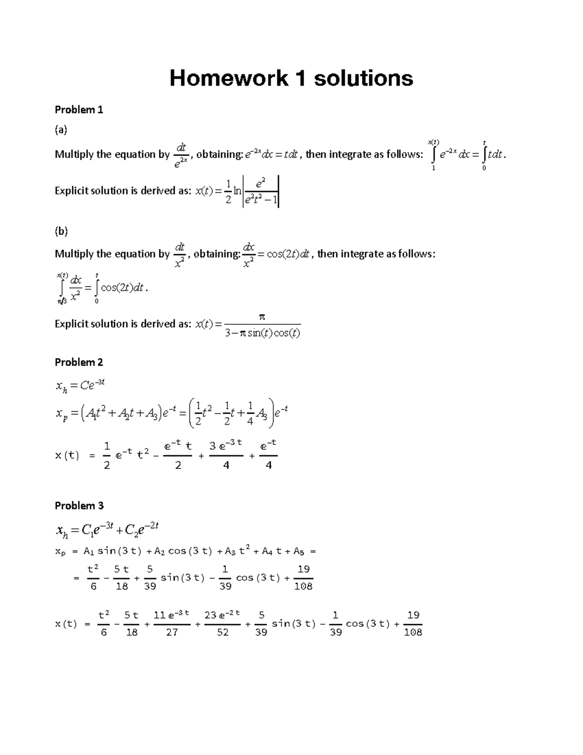 Hw1soln 08-31 - HW1 Soln - ####### Homework 1 Solutions Problem 1 (a ...