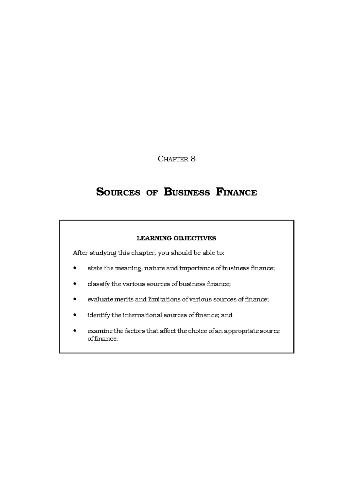 Ch-8 - Tutorial work - CHAPTER 8 SOURCES OF B USINESS F INANCE LEARNING ...
