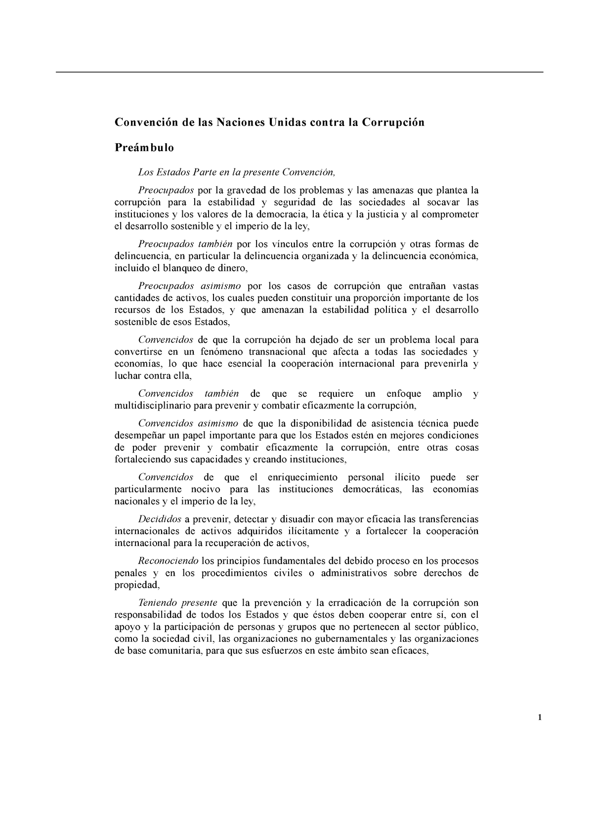 Convención Naciones Unidas Contra LA Corrupción - ConvenciÛn De Las ...