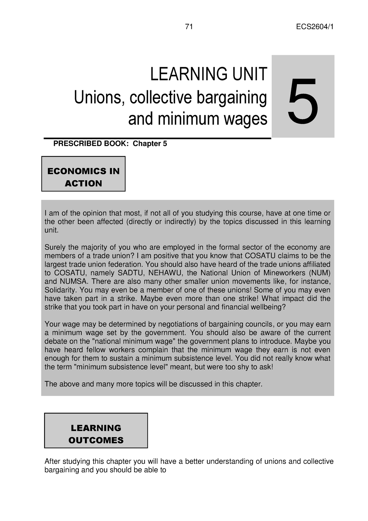 Lesson 5 - ####### 71 ECS2604/ LEARNING UNIT Unions, Collective ...