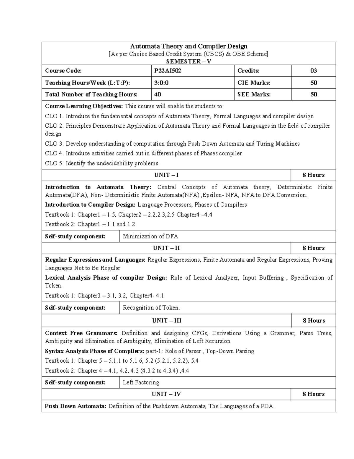 P22AI502 - Automata Theory and Compiler Design - Automata Theory and ...