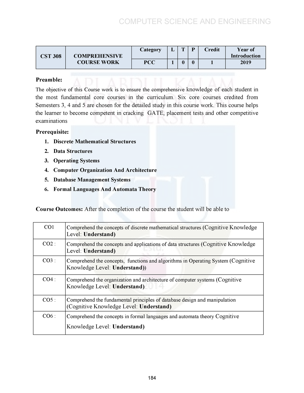 comprehensive course work ktu 2019 scheme syllabus