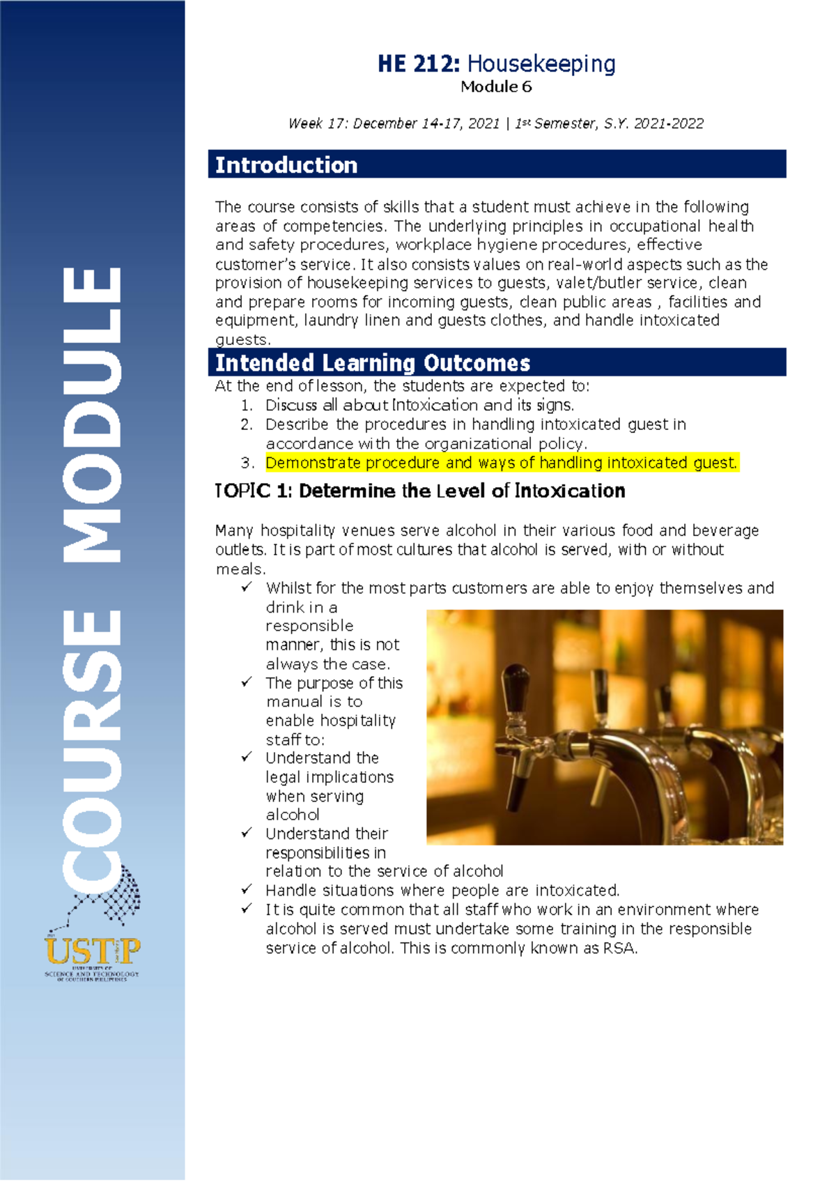 Module 6 - HOUSEKEEPING - HE 212: Housekeeping Module 6 Week 17 ...