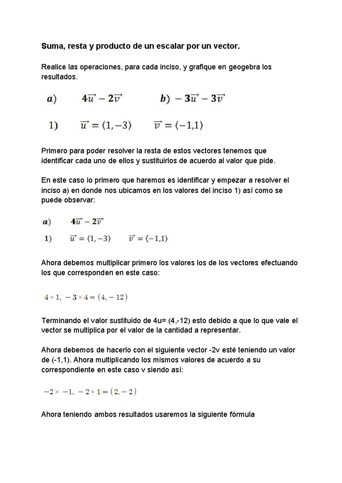 Calculo vectorial unidad 1 - Suma, resta y producto de un escalar por ...