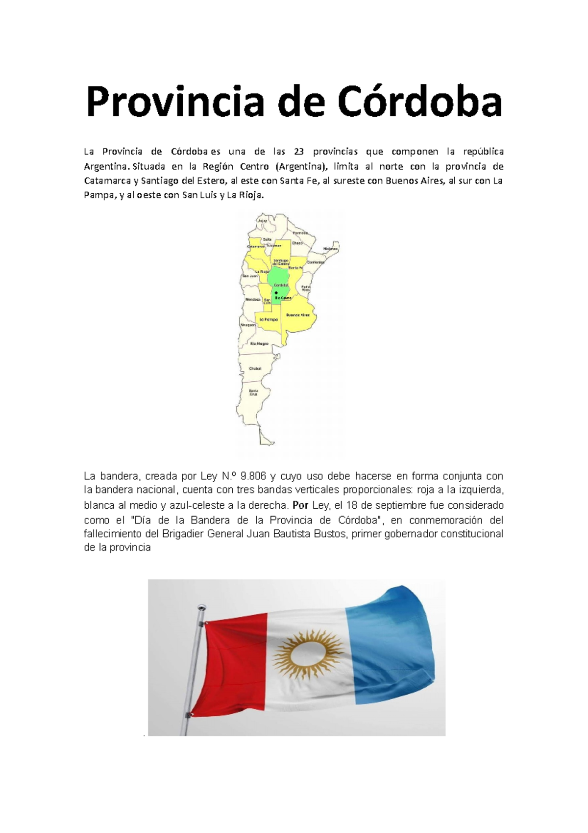 Monografía de la Provincia de Córdoba Provincia de Córdoba La