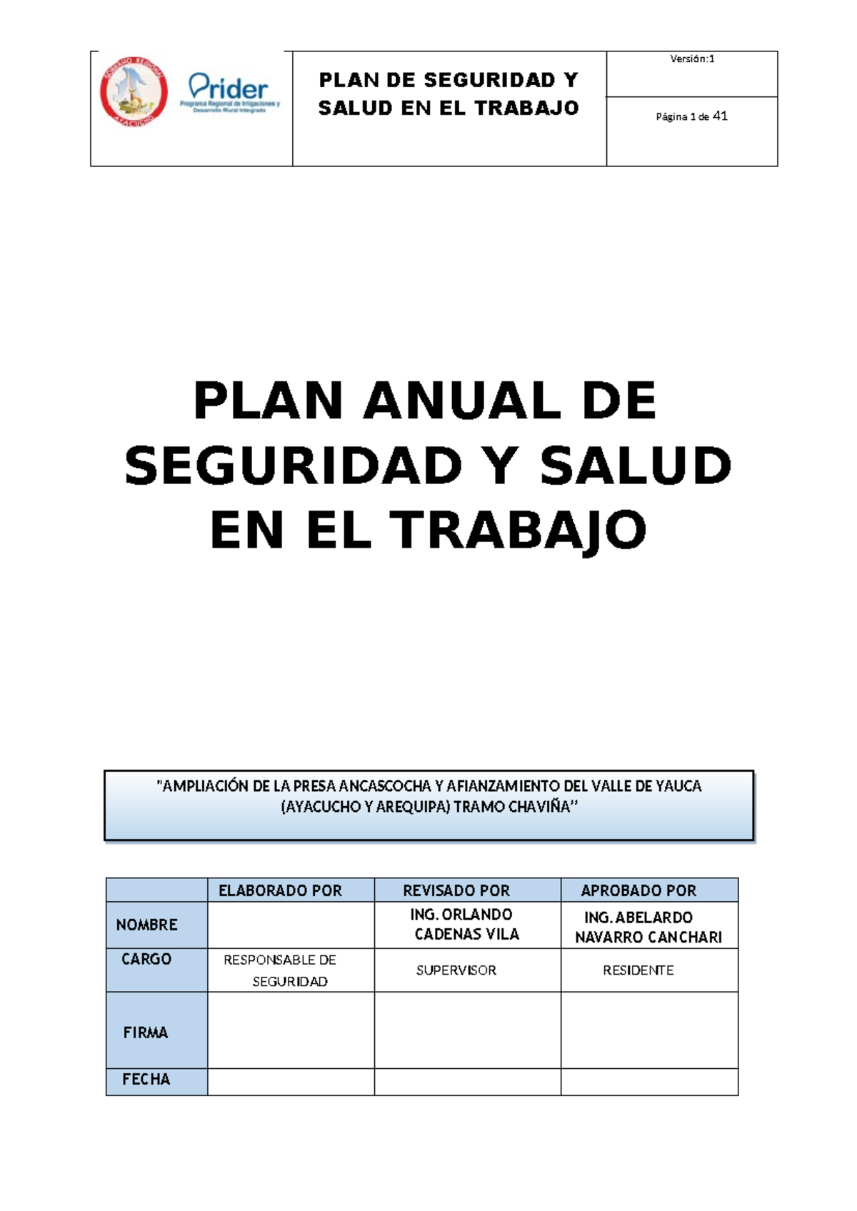 PLAN Anual DE SST Prider Corregido 1 - PLAN DE SEGURIDAD Y SALUD EN EL ...