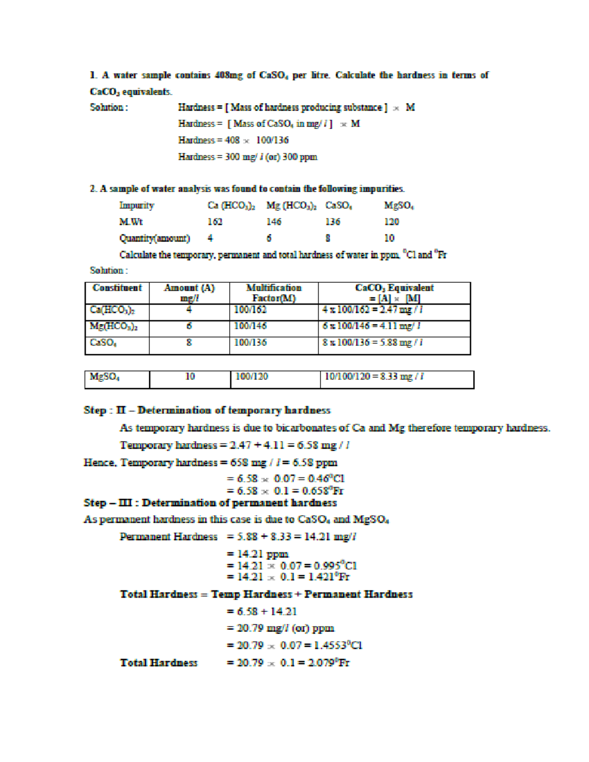 Engineering chemistry All Unit Notes-17 - Carbonate hardness due to Ca ...