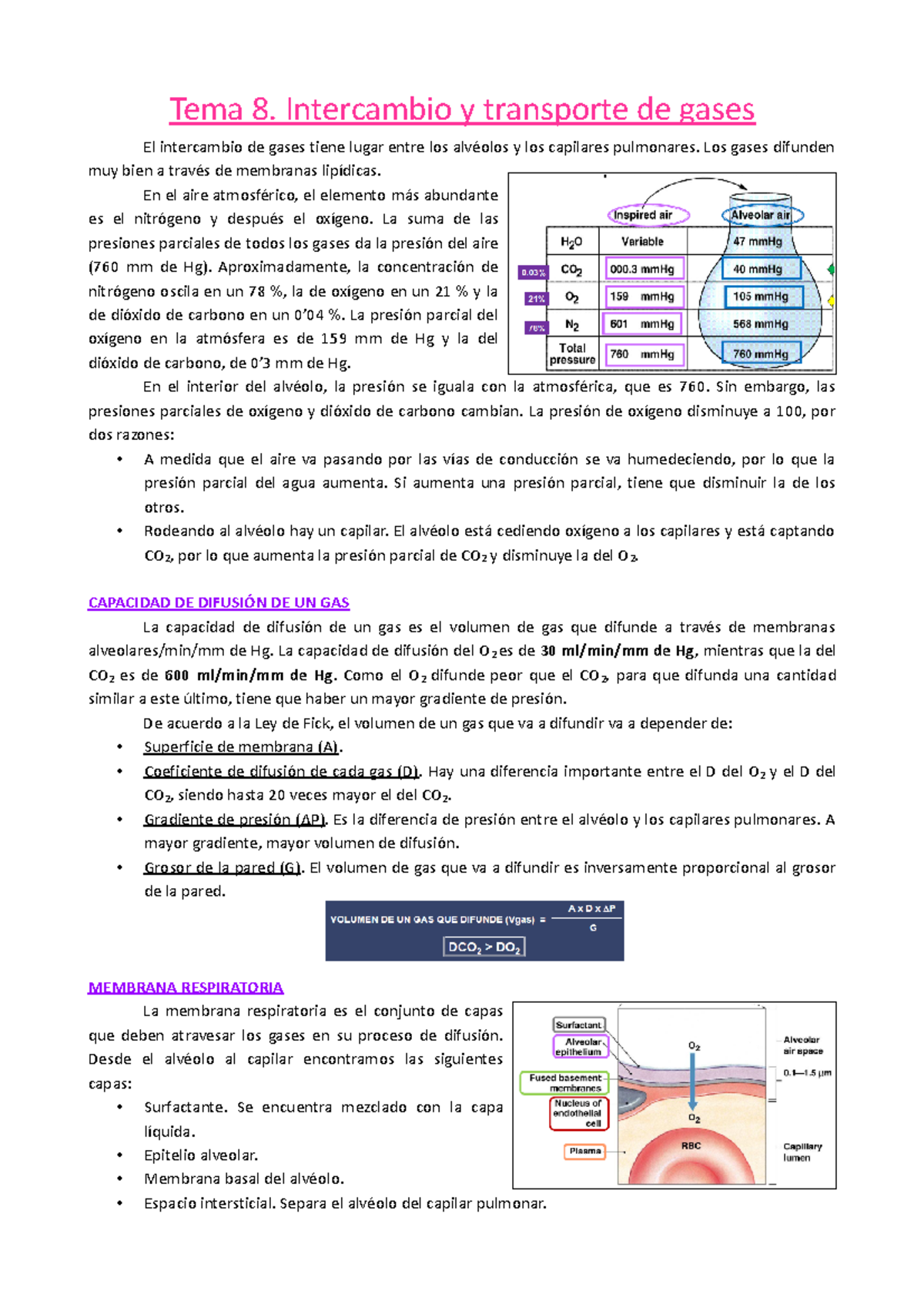 Tema 8. Intercambio Y Transporte De Gases - Tema 8. Intercambio Y ...