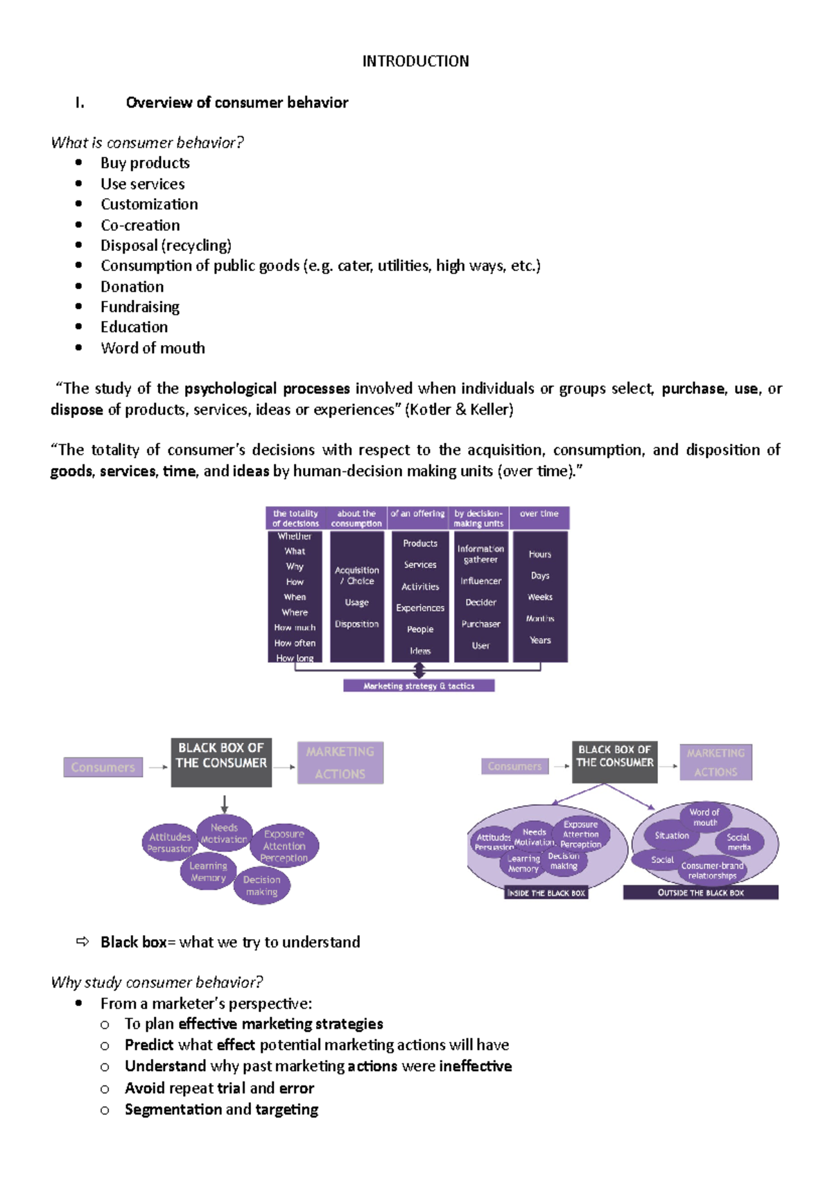 1. INTRODUCTION - INTRODUCTION I. Overview Of Consumer Behavior What Is ...