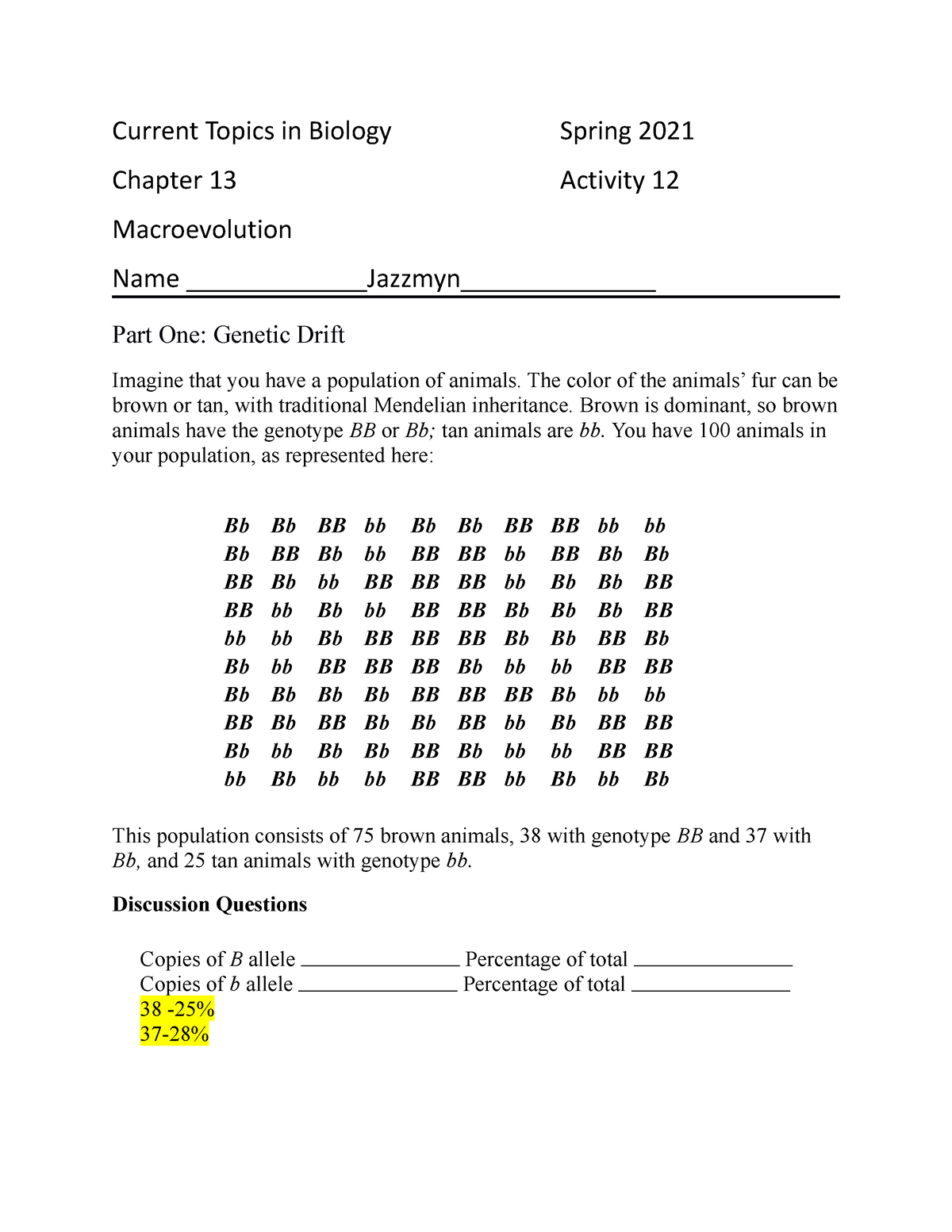 biology assignment 9th week