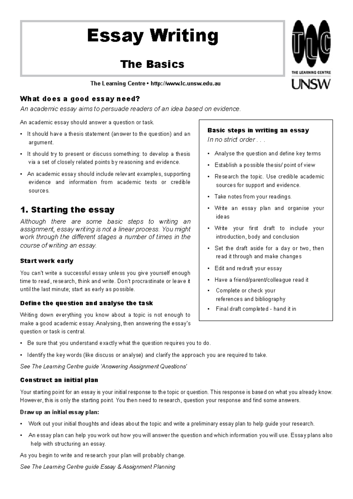 unsw essay writing help