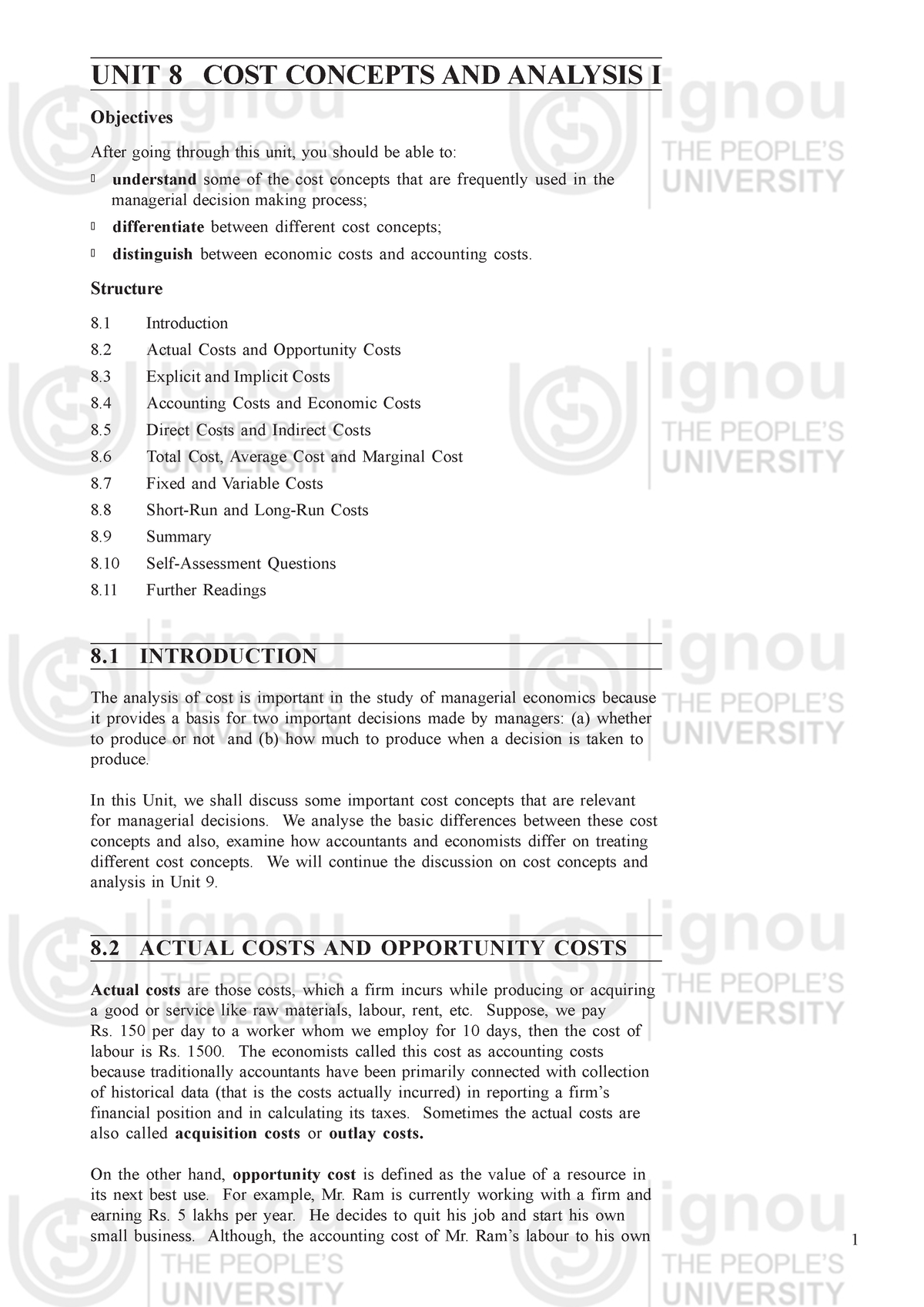 Unit8-cost Concepts And Analysis 1 In Economics - UNIT 8 COST CONCEPTS ...