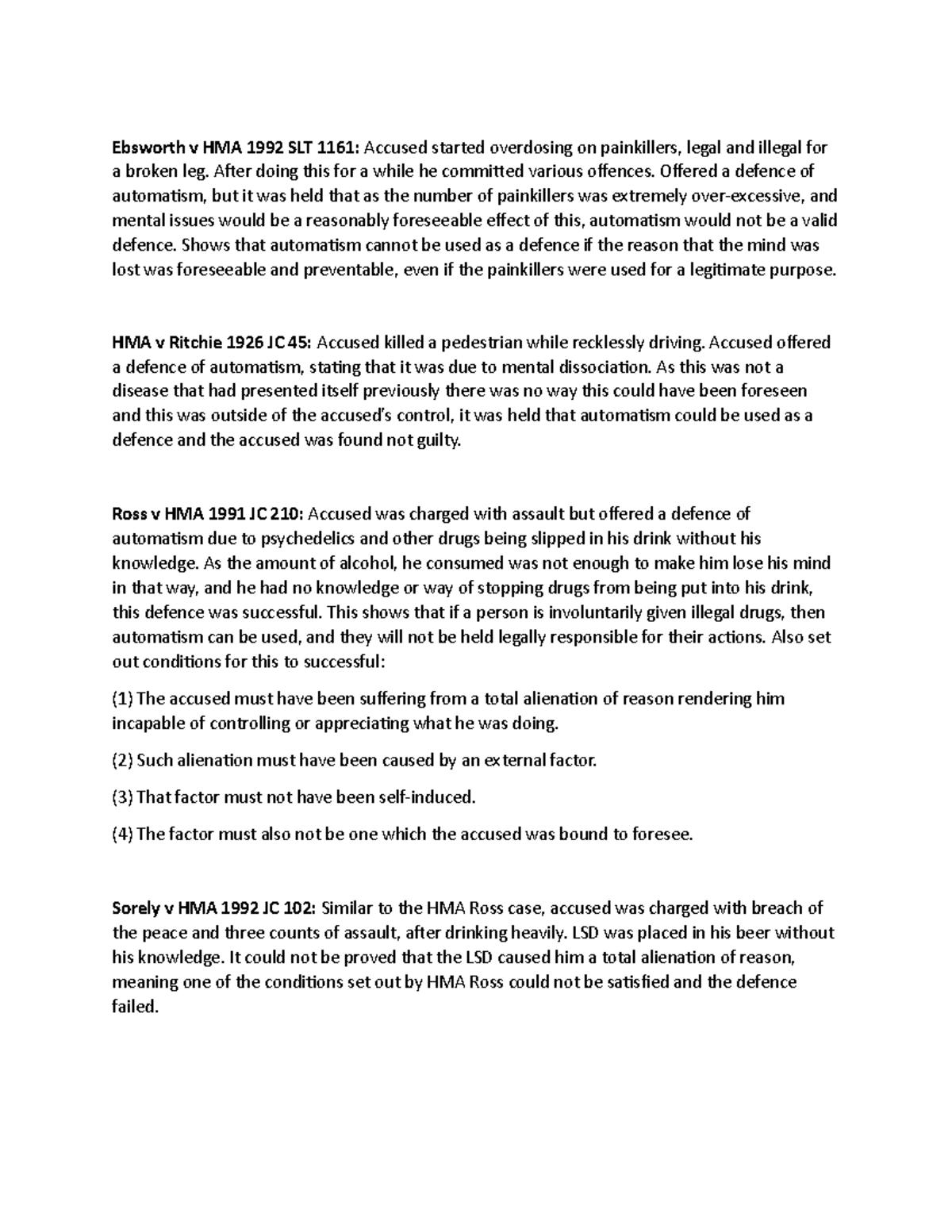 Automatism Cases Stirling Studocu