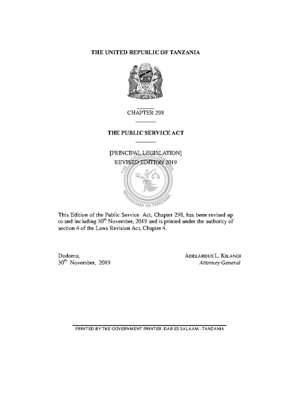 public-service-act-chapter-298-1-the-united-republic-of-tanzania