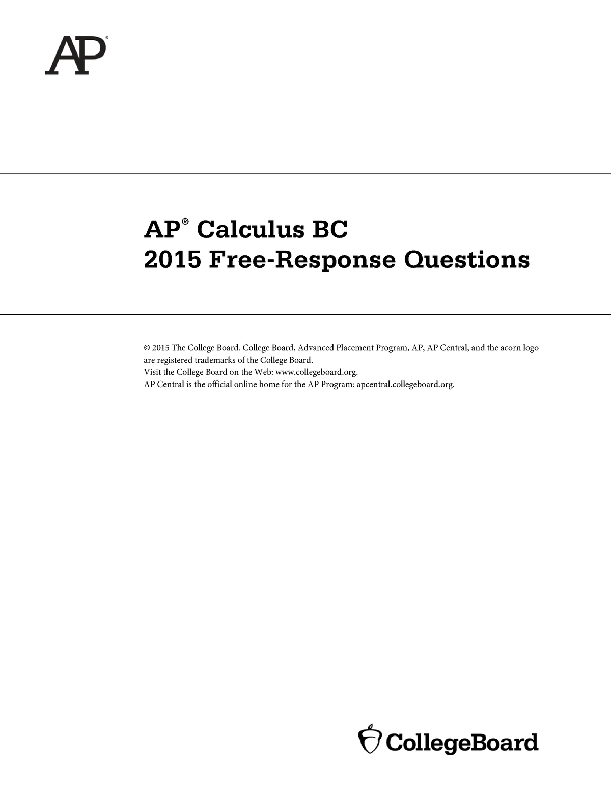 Ap15 frq calculus bc Free response questions/answers to AP Calc Free