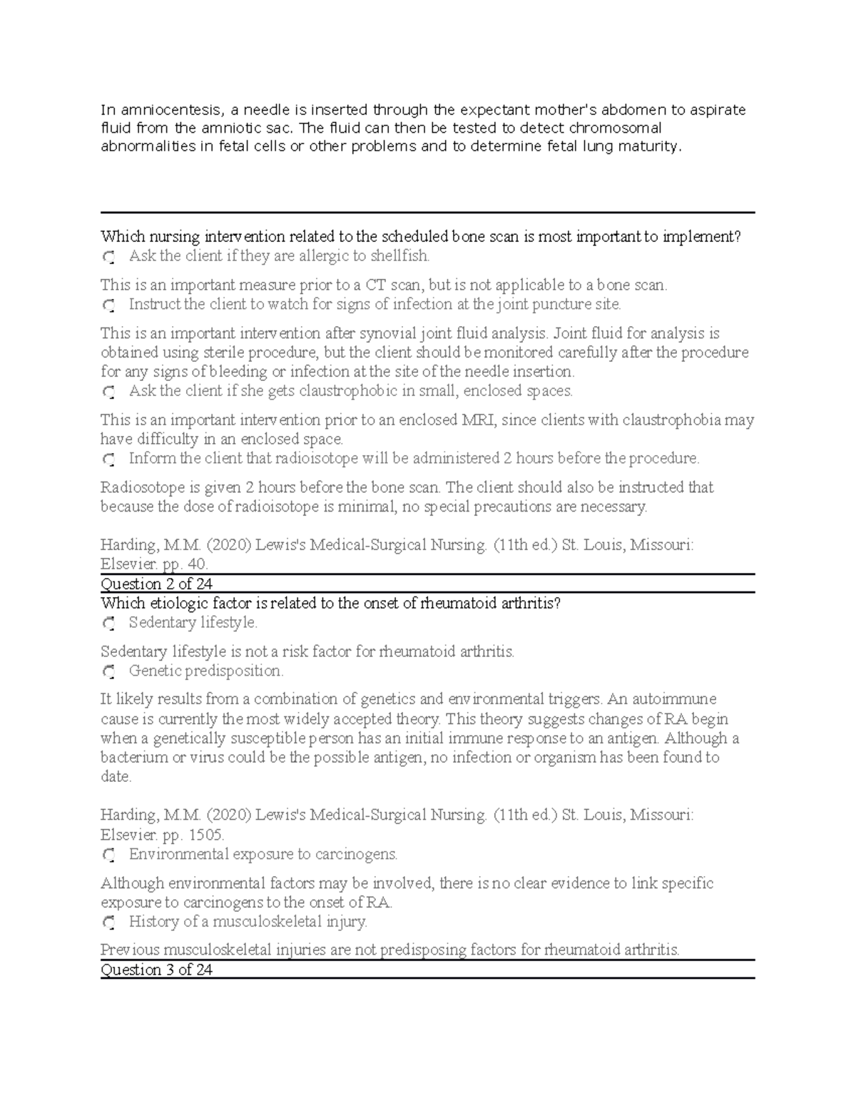 Rheumatoid Arthritis with Joint Arthroplasty - In amniocentesis, a ...