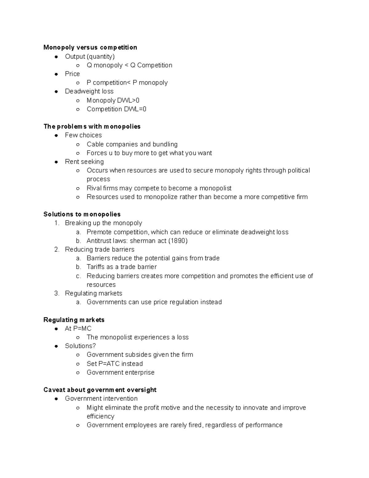 Chapter 10 c Notes - Monopoly versus competition Output (quantity) Q ...