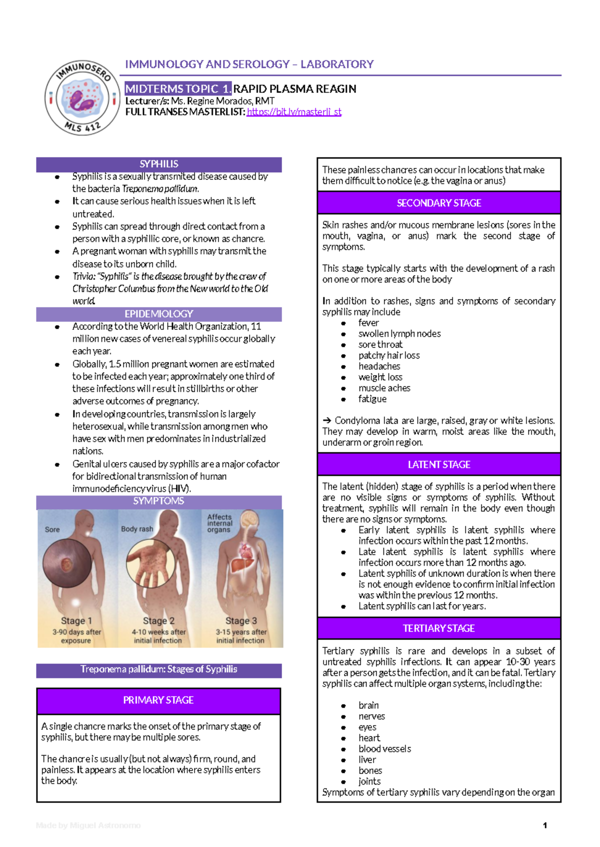 Immunosero LAB FULL - Lab notes - IMMUNOLOGY AND SEROLOGY – LABORATORY ...