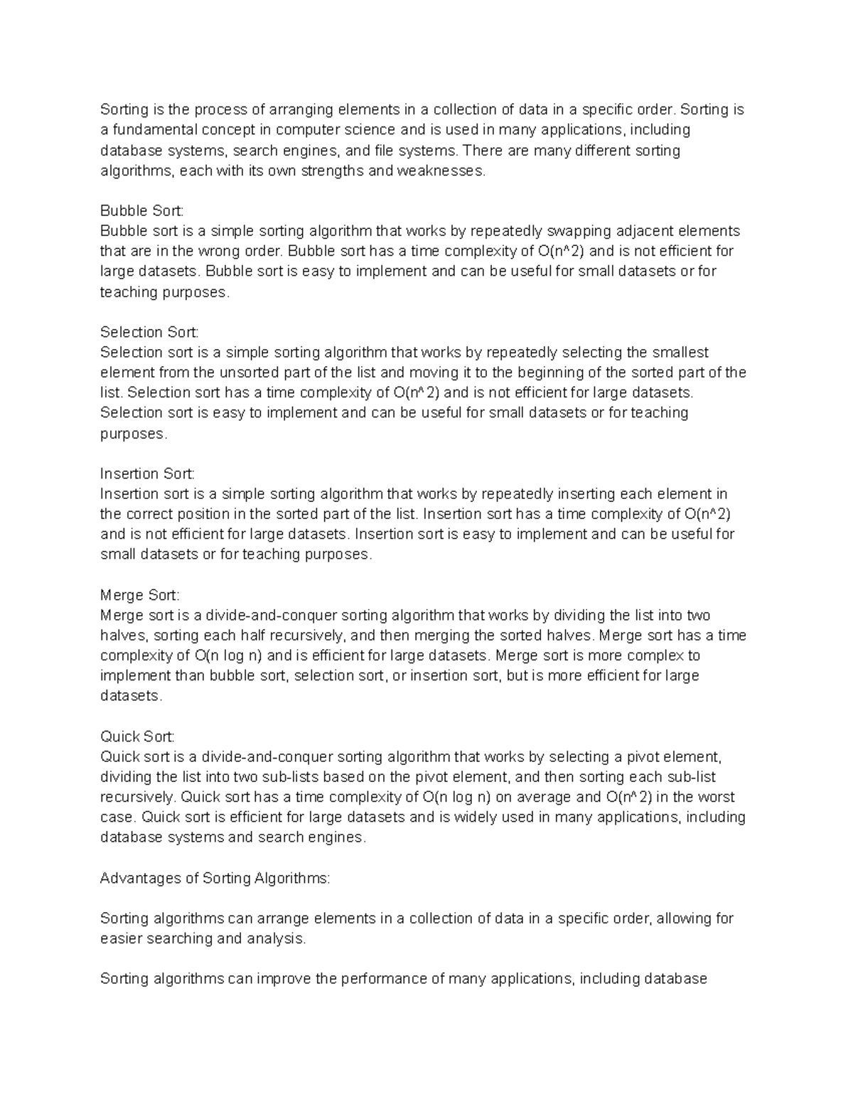 Sorting Algorithms - Sorting is the process of arranging elements in a ...