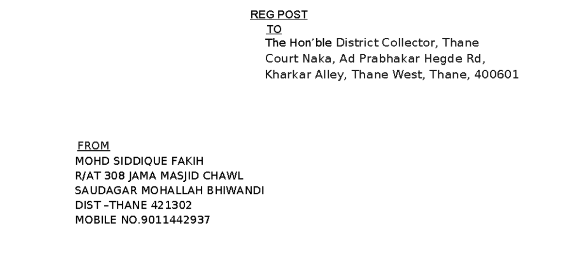 Enolap - LLBaW - REG POST TO The Hon’ble District Collector, Thane ...