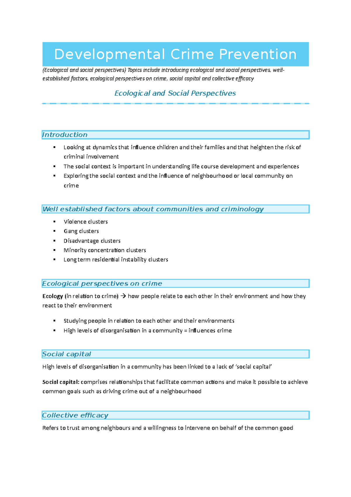 Developmental Crime Prevention 2 Developmental Crime Prevention