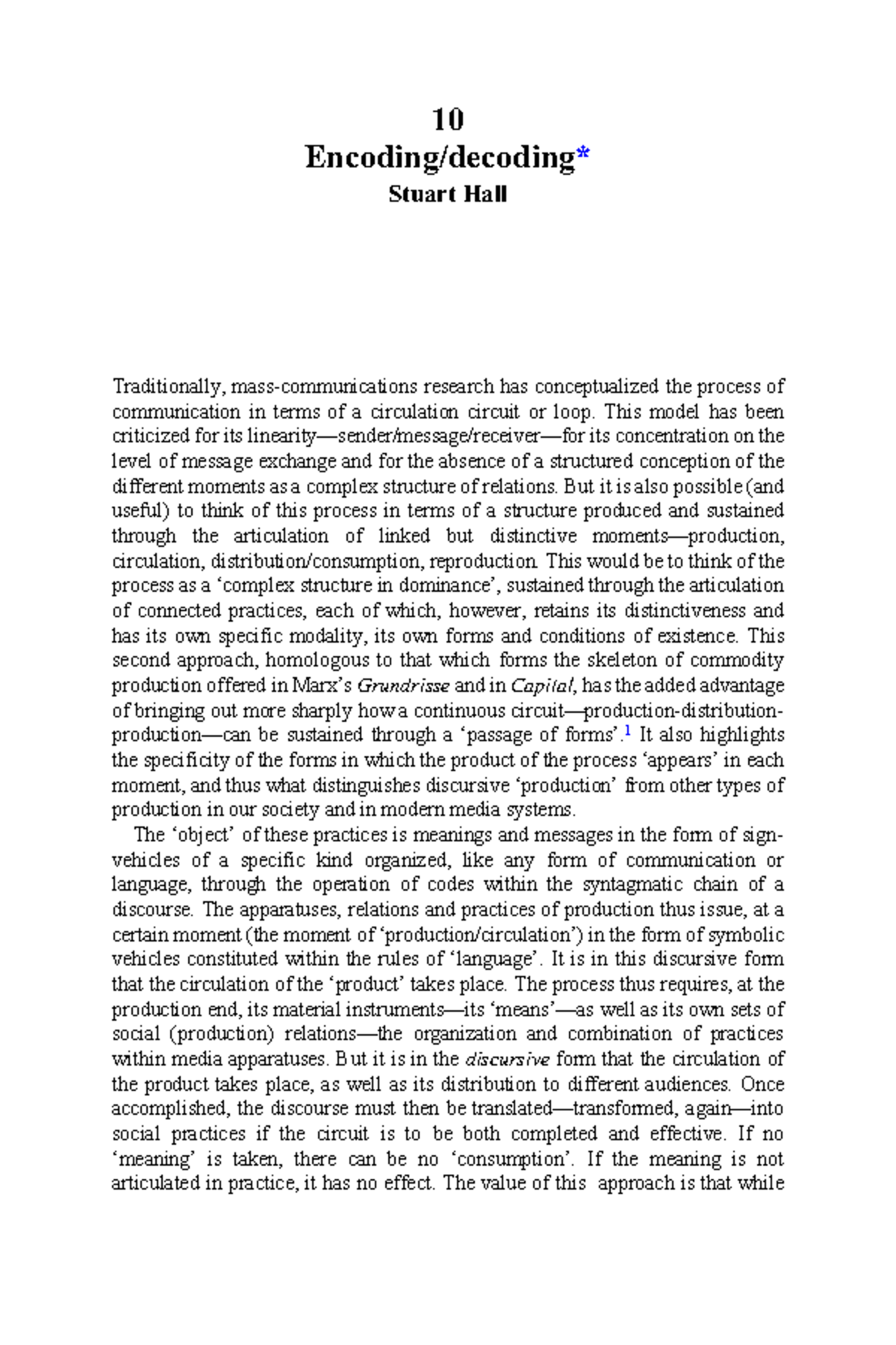 Hall-Encoding-Decoding - 10 Encoding/decoding* Stuart Hall ...