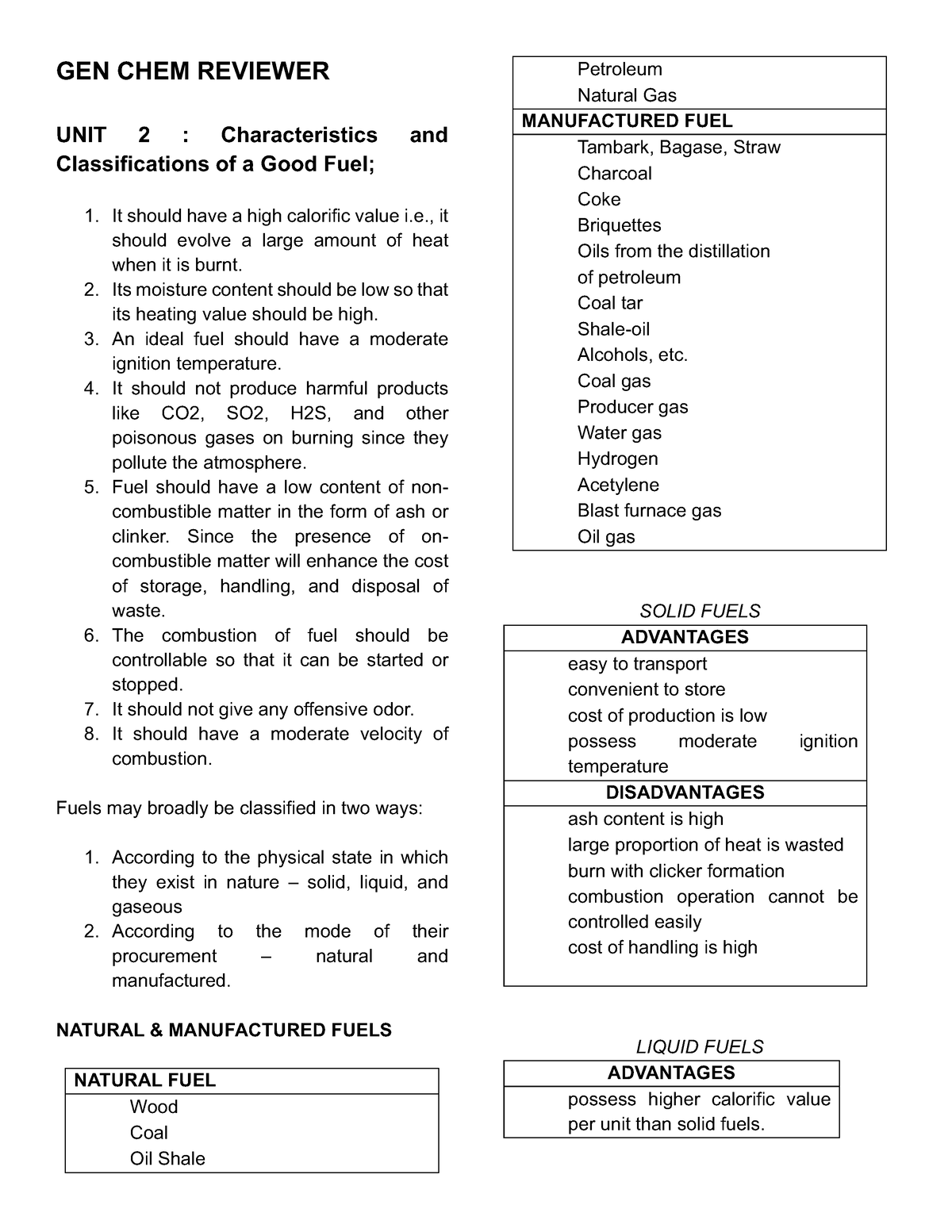 GEN-CHEM- Reviewer - Summary General Chemistry - GEN CHEM REVIEWER UNIT ...