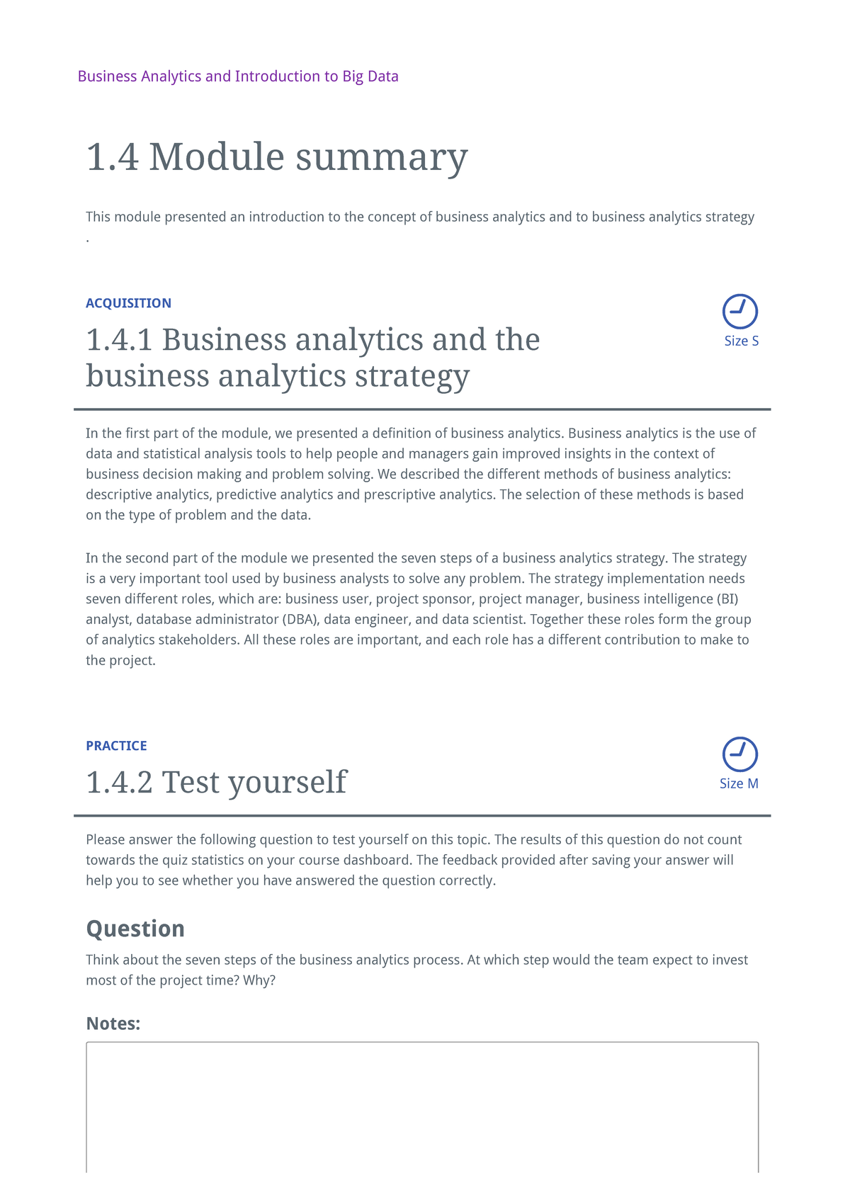 Module summary - Notes - This module presented an introduction to the ...