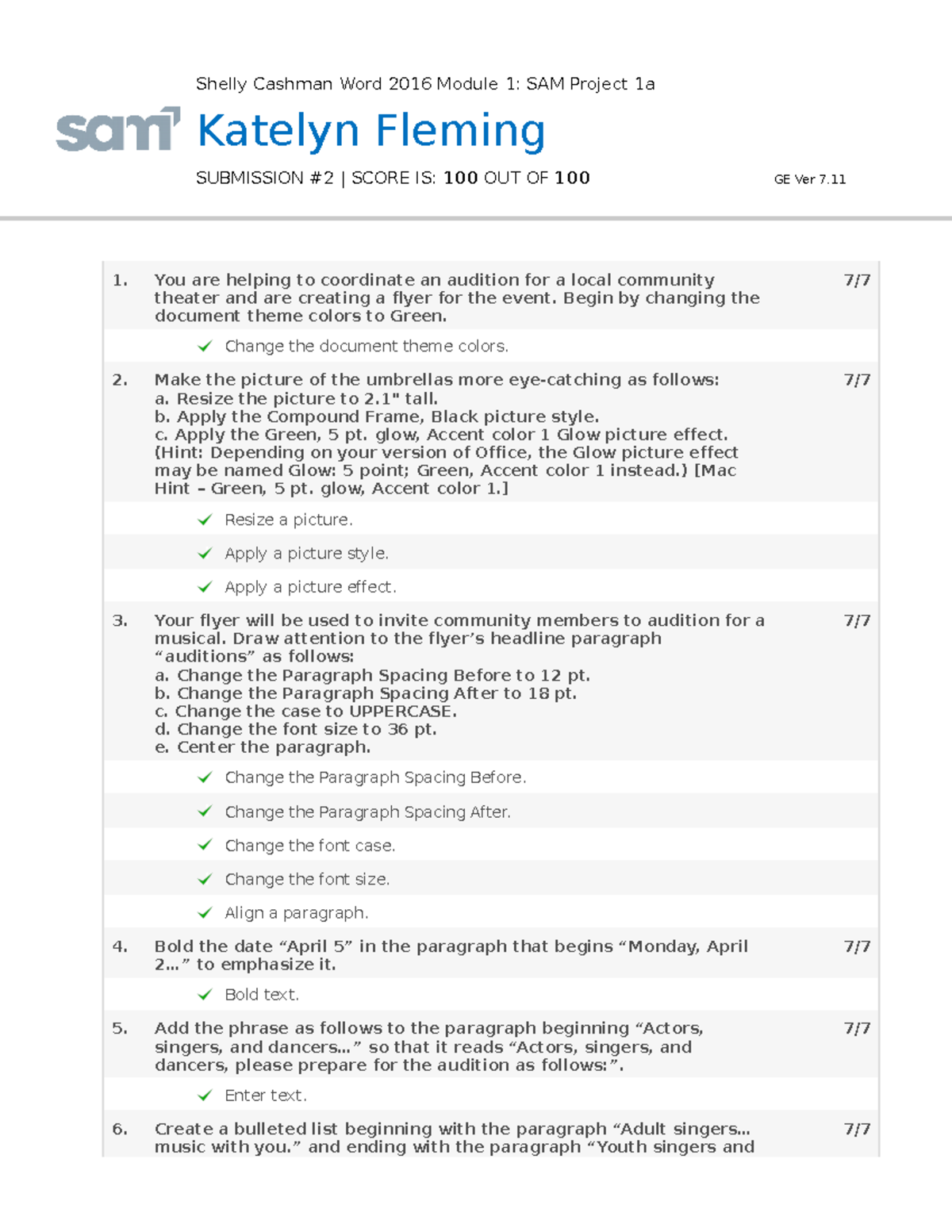 SC WD16 1a Katelyn Fleming Report 2 Shelly Cashman Word 2016 Module 1