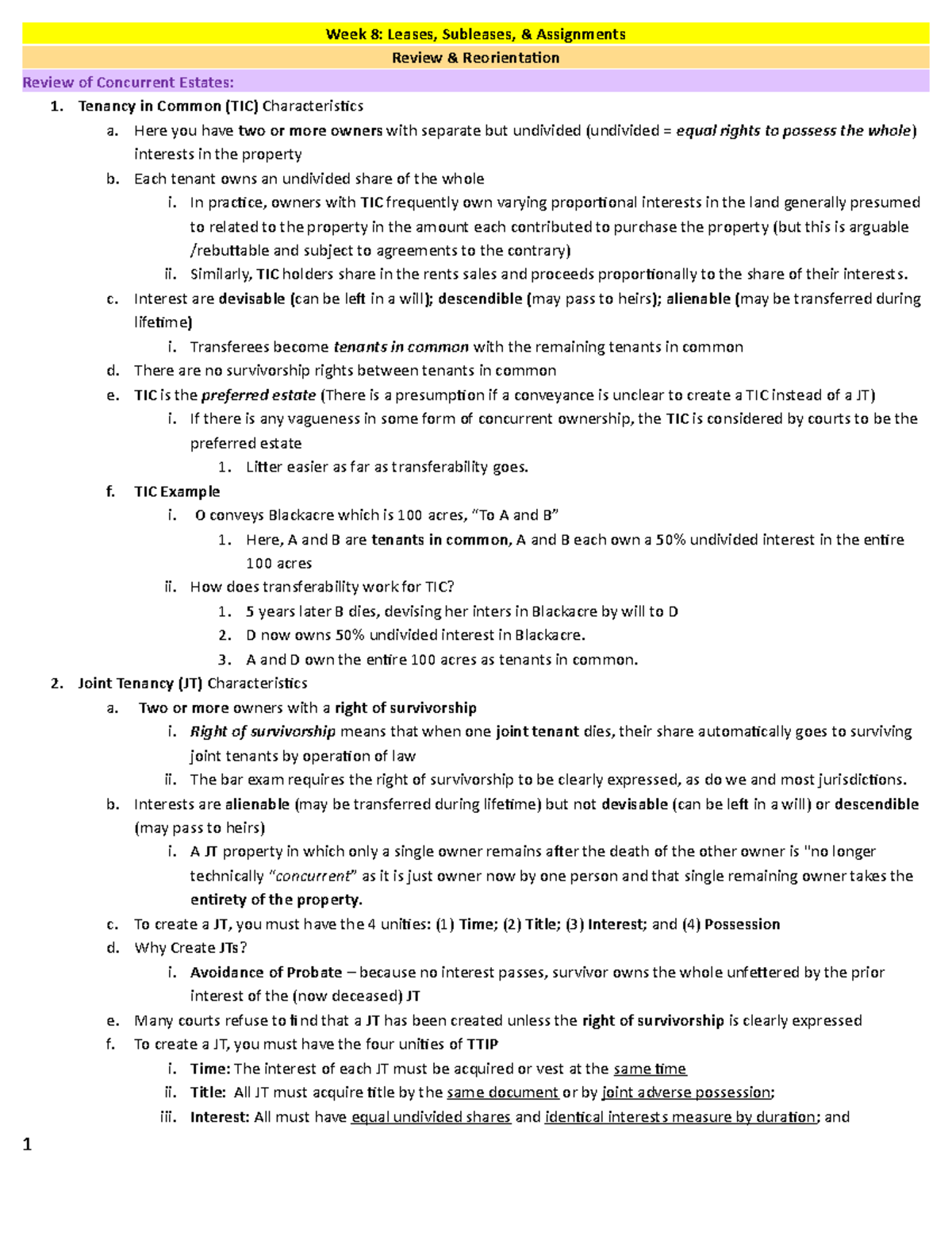 caveat assignment of rents and leases