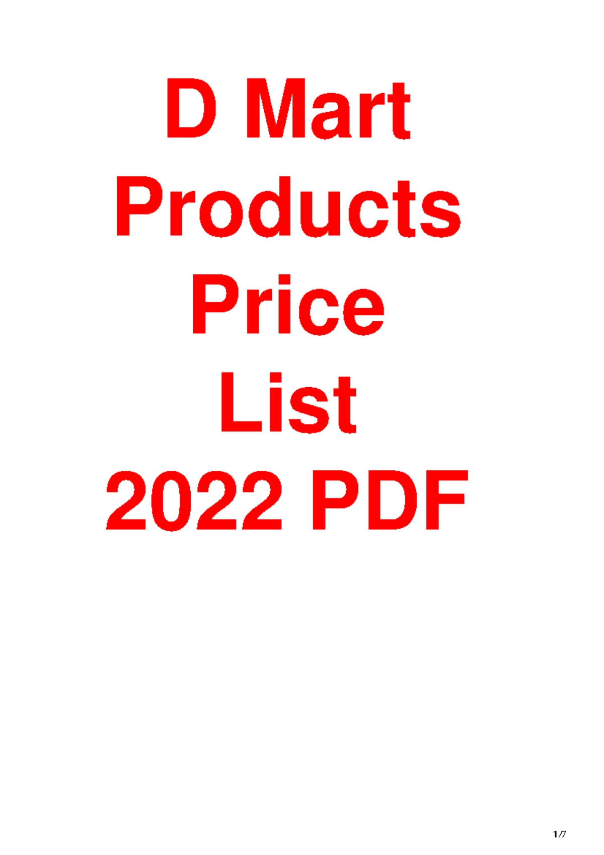 2022 mart products price list converted Mechanical Design D Mart