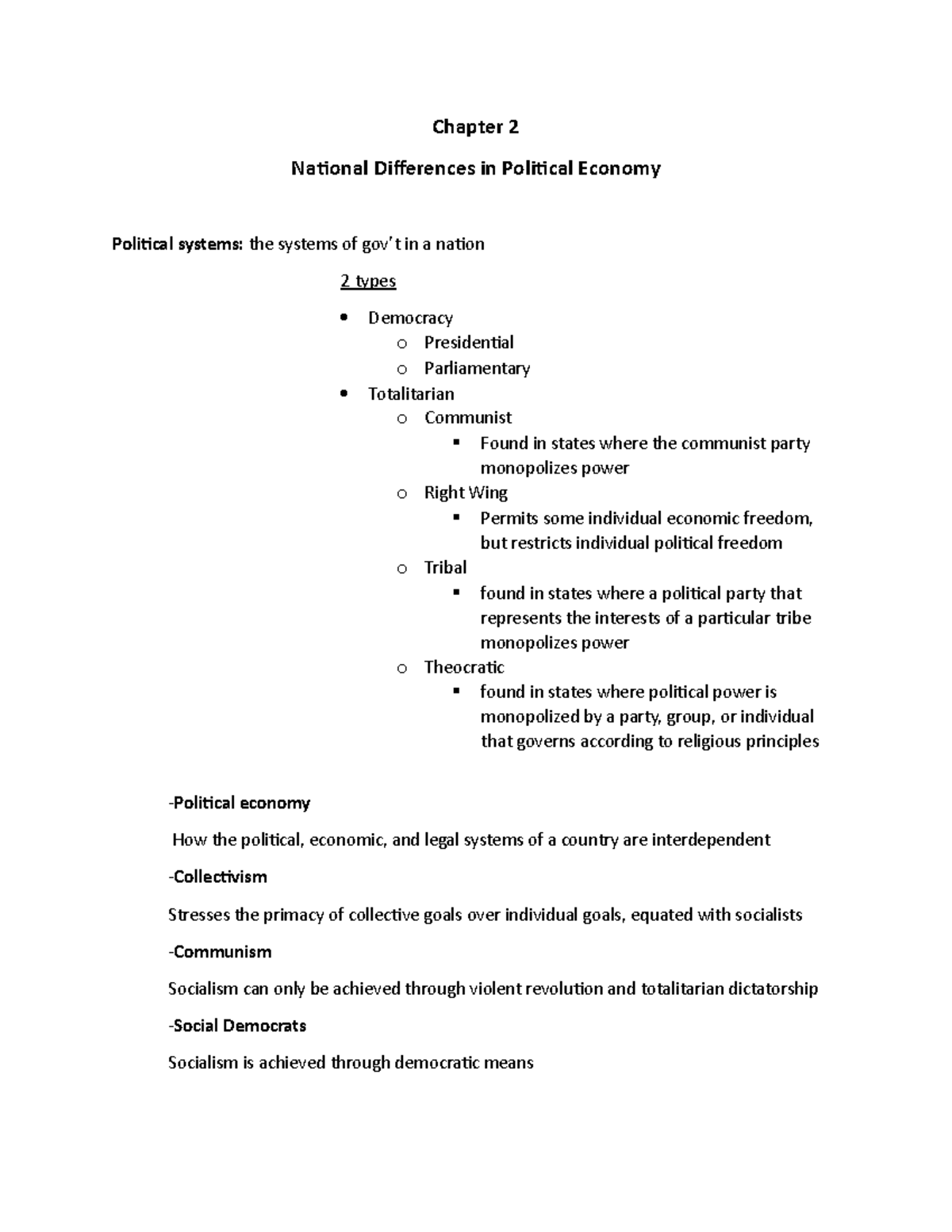 Chapter 2 - Lecture notes 2 - Chapter 2 National Differences in ...