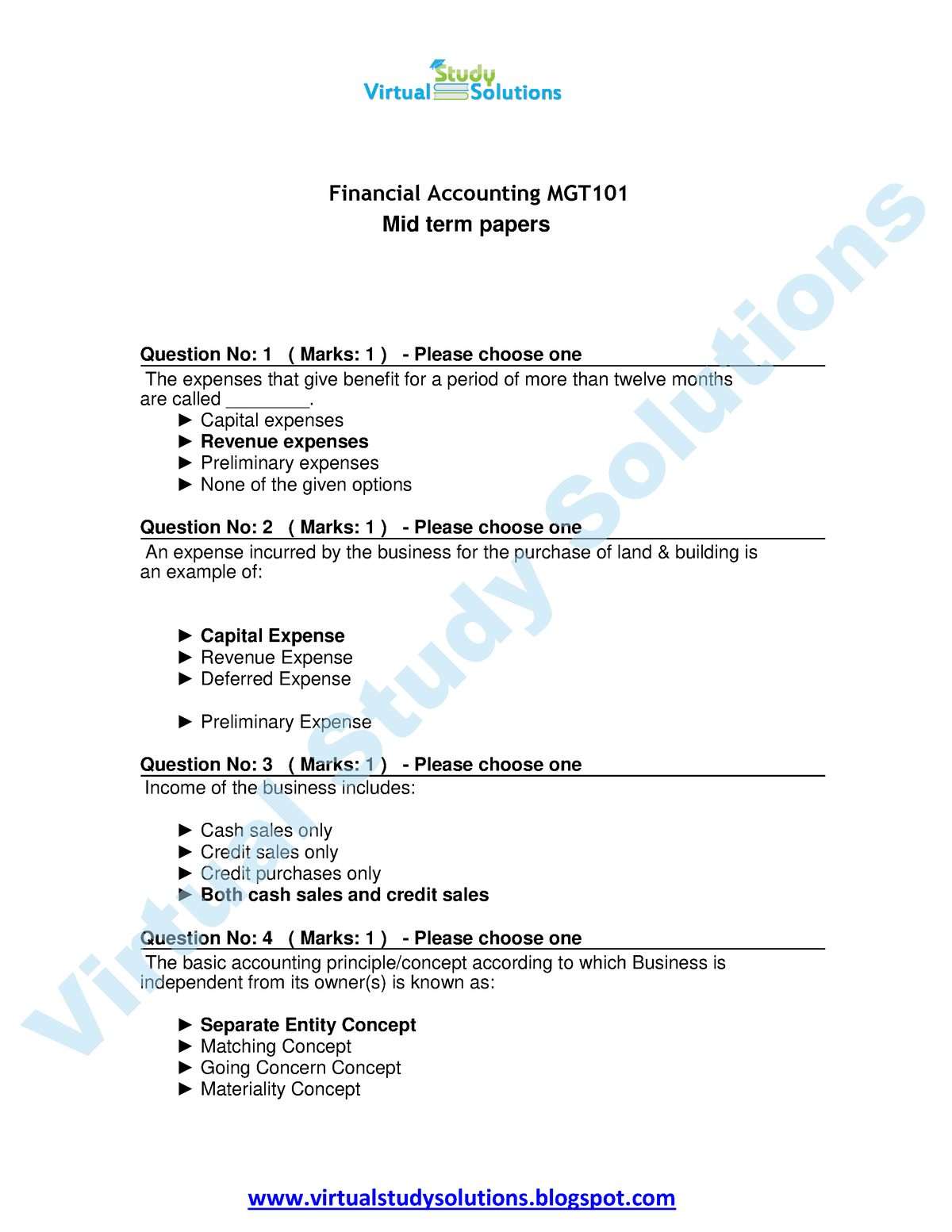 MGT101-Financial-Accounting-Midterm-Solved-MCQs Www - Financial ...