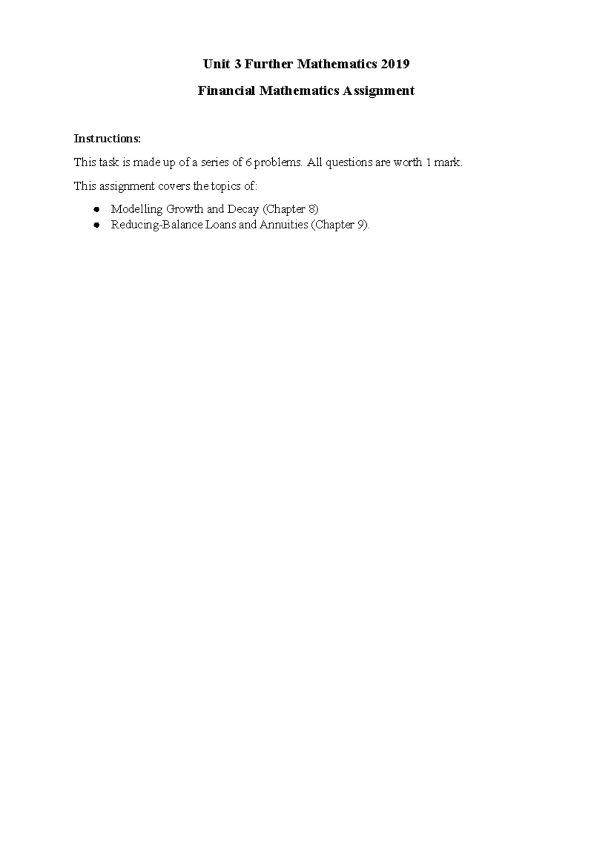 12FM Financial Maths - Cambridge Assignment - Unit 3 Further ...