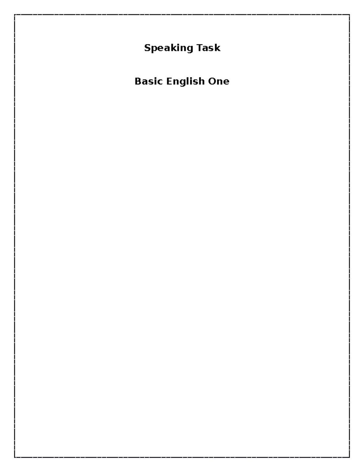 Speaking Task 2 - Speaking Task Basic English One Mexico City ...