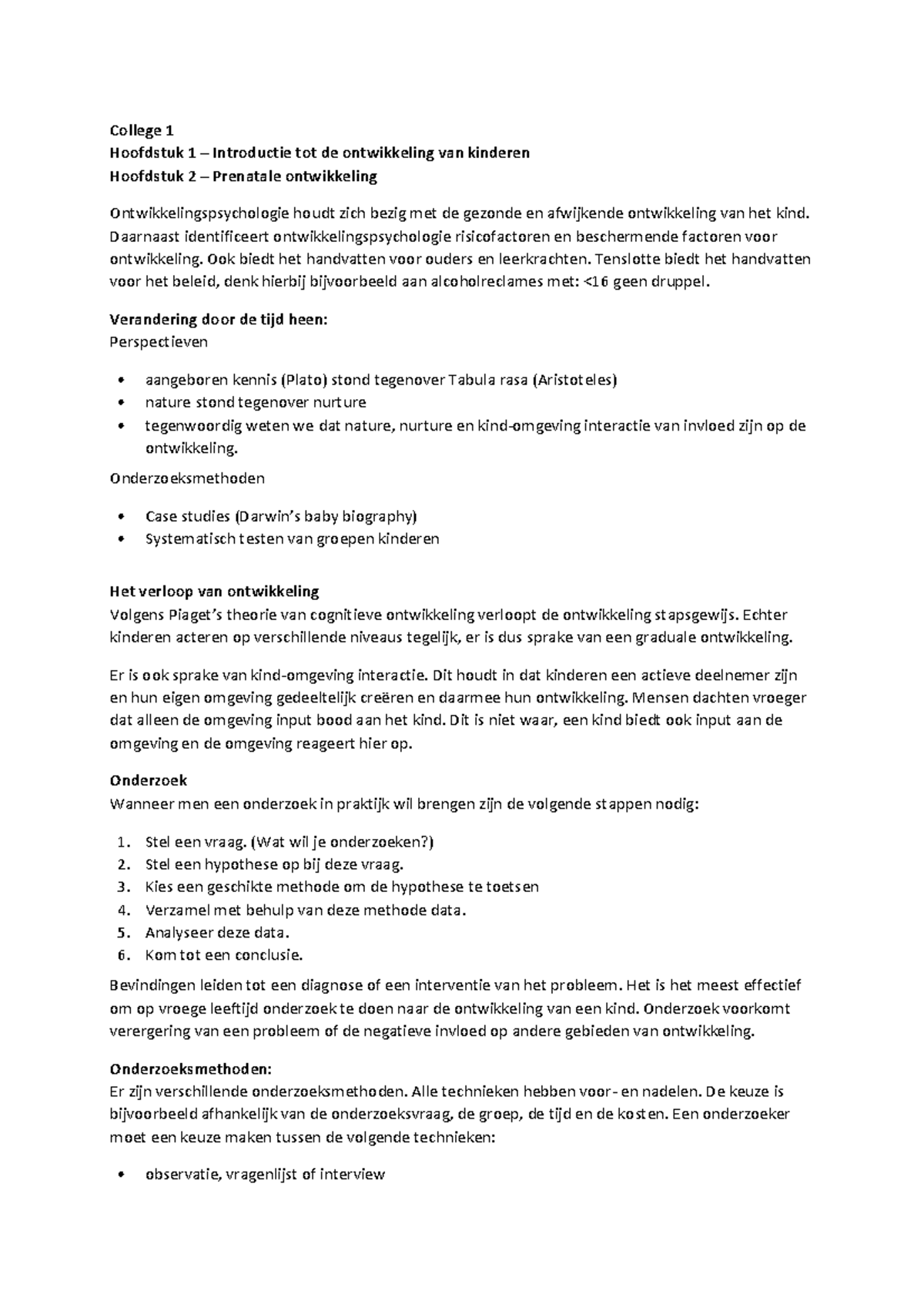 Samenvatting Ontwikkelings- En Onderwijspsychologie - College 1 ...