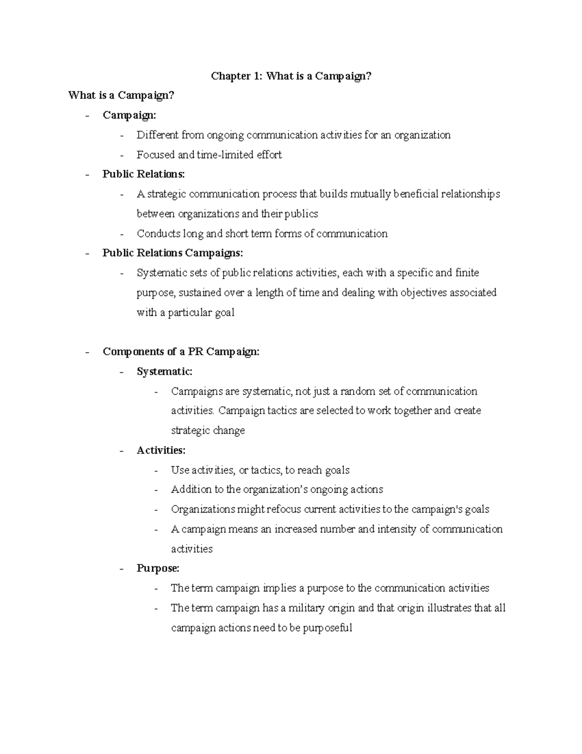 Chapter 1 What is a Campaign - Chapter 1: What is a Campaign? What is a 